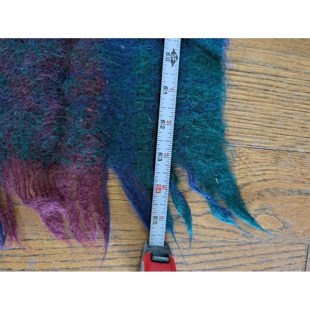 Creagaran Scotland Mohair Wool Plaid Throw Blanket 65x47 Fringe Lodge Cabin Cozy